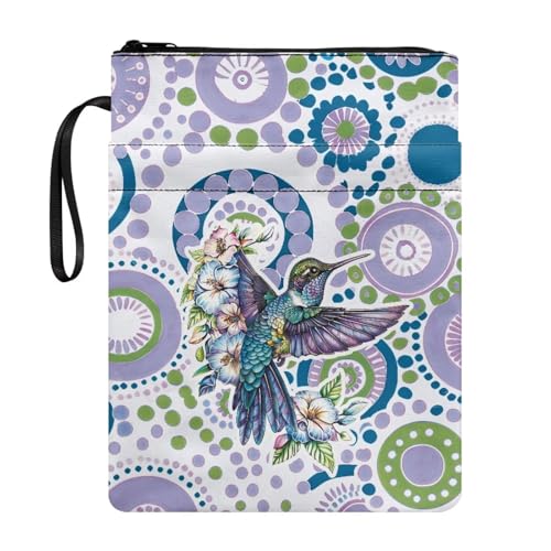 Coloranimal Buchhülle mit Mandala-Motiv und Kolibri-Druck, mit Reißverschluss, Buchtasche, Schutztasche für Taschenbuch, Hardcover, tragbare Aufbewahrungstasche für den Schulanfang, mit Coloranimal Buchhülle mit Mandala-Motiv und Kolibri-Druck, mit Reißverschluss, Buchtasche, Schutztasche für Taschenbuch, Hardcover, tragbare Aufbewahrungstasche für den Schulanfang, mit von Coloranimal