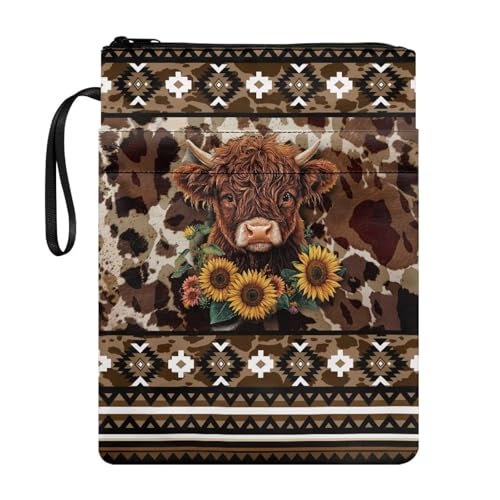 Coloranimal Buchhülle mit Reißverschluss im Vintage-Stil mit Azteken-Sonnenblumen-Motiv, Taschenbuch, leicht, Aufbewahrungstasche mit Vordertaschen für Schule, Bibliothek Coloranimal Buchhülle mit Reißverschluss im Vintage-Stil mit Azteken-Sonnenblumen-Motiv, Taschenbuch, leicht, Aufbewahrungstasche mit Vordertaschen für Schule, Bibliothek von Coloranimal