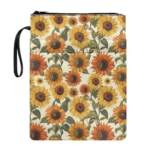 Coloranimal Buchhülle mit Sonnenblumen-Druck, mit Reißverschluss, Aufbewahrungstasche für Taschenbücher und Hardcover, modisch, leicht, für Schüler, Lehrer, Taschen, Tragetasche Coloranimal Buchhülle mit Sonnenblumen-Druck, mit Reißverschluss, Aufbewahrungstasche für Taschenbücher und Hardcover, modisch, leicht, für Schüler, Lehrer, Taschen, Tragetasche von Coloranimal