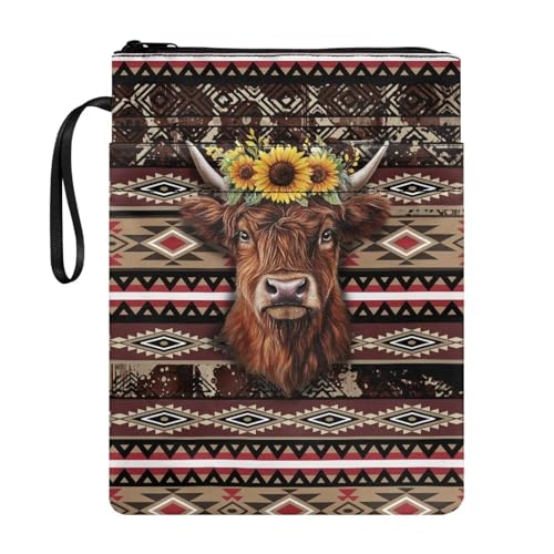 Coloranimal Buchhülle mit Sonnenblumen-Motiv, Aztekenmuster, mit Reißverschluss, Tasche für Taschenbuch, Hardcover, tragbar, Schulanfang, mit Vordertaschen, modisch, weiche Aufbewahrungstasche Coloranimal Buchhülle mit Sonnenblumen-Motiv, Aztekenmuster, mit Reißverschluss, Tasche für Taschenbuch, Hardcover, tragbar, Schulanfang, mit Vordertaschen, modisch, weiche Aufbewahrungstasche von Coloranimal