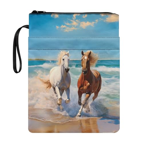 Coloranimal Buchhülle mit Wildpferd-Aufdruck, mit Reißverschluss, Buchtasche, Schutztasche für Taschenbuch, Hardcover, tragbare Aufbewahrungstasche für den Schulanfang, mit Coloranimal Buchhülle mit Wildpferd-Aufdruck, mit Reißverschluss, Buchtasche, Schutztasche für Taschenbuch, Hardcover, tragbare Aufbewahrungstasche für den Schulanfang, mit von Coloranimal