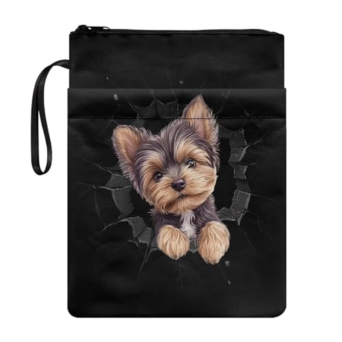 Coloranimal Buchhülle mit Yorkshire Terrier-Druck, mit Reißverschluss, Aufbewahrungstasche für Taschenbücher und Hardcover, modisch, leicht, für Schule, Bibliothek, Taschen, Tragetasche Coloranimal Buchhülle mit Yorkshire Terrier-Druck, mit Reißverschluss, Aufbewahrungstasche für Taschenbücher und Hardcover, modisch, leicht, für Schule, Bibliothek, Taschen, Tragetasche von Coloranimal