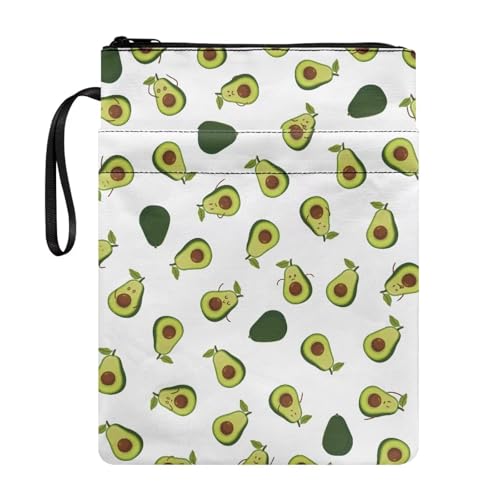 Coloranimal Buchhülle mit niedlichem Avocado-Druck, mit Reißverschluss, Buchtasche für Papiertaschen, Hardcover, modische Aufbewahrungstasche mit Vordertaschen, tragbare Hülle für den Schulanfang Coloranimal Buchhülle mit niedlichem Avocado-Druck, mit Reißverschluss, Buchtasche für Papiertaschen, Hardcover, modische Aufbewahrungstasche mit Vordertaschen, tragbare Hülle für den Schulanfang von Coloranimal