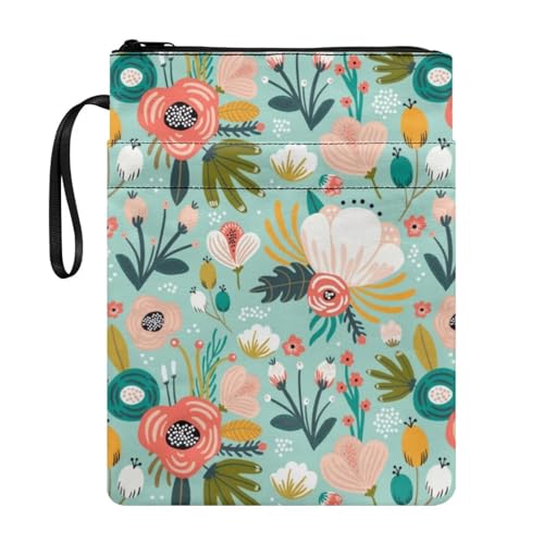 Coloranimal Buchhülle mit niedlichem Blumendruck, Reißverschluss, Reisebuch-Schutztasche für Taschenbücher und Hardcover, modisch, leicht, Tragetasche, mit Fronttasche Coloranimal Buchhülle mit niedlichem Blumendruck, Reißverschluss, Reisebuch-Schutztasche für Taschenbücher und Hardcover, modisch, leicht, Tragetasche, mit Fronttasche von Coloranimal