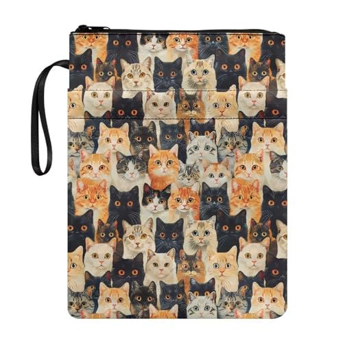 Coloranimal Buchhülle mit niedlichem Katzendruck, Buchhülle, Tasche für Taschenbücher, Hardcover, Aufbewahrung, Tragetasche, modisch, leicht, Schulanfang, Bibliothek, Taschenbuchhülle Coloranimal Buchhülle mit niedlichem Katzendruck, Buchhülle, Tasche für Taschenbücher, Hardcover, Aufbewahrung, Tragetasche, modisch, leicht, Schulanfang, Bibliothek, Taschenbuchhülle von Coloranimal
