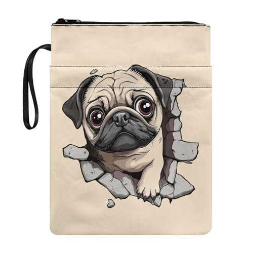 Coloranimal Buchhülle mit niedlichem Mops-Aufdruck, mit Reißverschluss, Buchhülle für Hardcover-Taschenbücher, wasserdichte Tasche, Schutz mit Reißverschluss-Vordertasche, Schultasche für Bibliothek Coloranimal Buchhülle mit niedlichem Mops-Aufdruck, mit Reißverschluss, Buchhülle für Hardcover-Taschenbücher, wasserdichte Tasche, Schutz mit Reißverschluss-Vordertasche, Schultasche für Bibliothek von Coloranimal