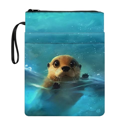 Coloranimal Buchhülle mit niedlichem Otter-Druck, Buchumschläge für Taschenbücher, waschbar, Stoff, Hardcover, Tasche mit Riemen, Reißverschluss, zusätzliche Ärmeltasche für die Schule Coloranimal Buchhülle mit niedlichem Otter-Druck, Buchumschläge für Taschenbücher, waschbar, Stoff, Hardcover, Tasche mit Riemen, Reißverschluss, zusätzliche Ärmeltasche für die Schule von Coloranimal