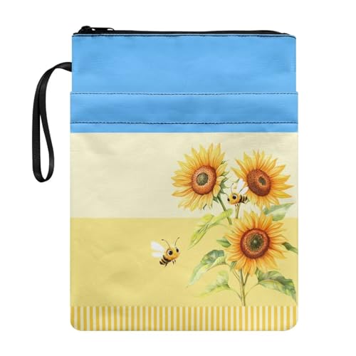 Coloranimal Buchhülle mit süßem Bienen- und Sonnenblumen-Druck, mit Reißverschluss, Buchtasche für Hardcover, modische Tasche mit Vordertaschen, stilvoll, leicht, für Jungen, Mädchen, Damen, Herren Coloranimal Buchhülle mit süßem Bienen- und Sonnenblumen-Druck, mit Reißverschluss, Buchtasche für Hardcover, modische Tasche mit Vordertaschen, stilvoll, leicht, für Jungen, Mädchen, Damen, Herren von Coloranimal