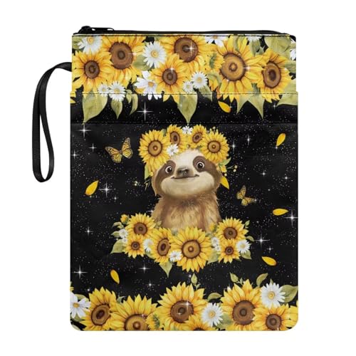 Coloranimal Buchhülle mit süßem Sonnenblumen-Faultier-Druck, mit Reißverschluss, Buchliebhaber, Geschenke, Hardcover, Taschenbuch, wasserdichte Tasche, Schutz, Vordertasche, Schutzhülle für Coloranimal Buchhülle mit süßem Sonnenblumen-Faultier-Druck, mit Reißverschluss, Buchliebhaber, Geschenke, Hardcover, Taschenbuch, wasserdichte Tasche, Schutz, Vordertasche, Schutzhülle für von Coloranimal