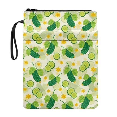 Coloranimal Buchhüllen mit Gurken-Druck, Reißverschluss, Reisebuch-Schutztasche für Taschenbücher und Hardcover, waschbare Tasche, Tragetasche mit Fronttasche für Schulbibliothek Coloranimal Buchhüllen mit Gurken-Druck, Reißverschluss, Reisebuch-Schutztasche für Taschenbücher und Hardcover, waschbare Tasche, Tragetasche mit Fronttasche für Schulbibliothek von Coloranimal