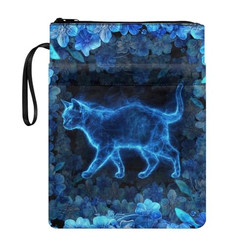 Coloranimal Buchhüllen mit Reißverschluss und Katzen-Blumendruck, Reisebuch-Schutztasche für Taschenbücher und Hardcover, waschbare Tasche, Tragetasche mit Fronttasche für Schule, Bibliothek Coloranimal Buchhüllen mit Reißverschluss und Katzen-Blumendruck, Reisebuch-Schutztasche für Taschenbücher und Hardcover, waschbare Tasche, Tragetasche mit Fronttasche für Schule, Bibliothek von Coloranimal