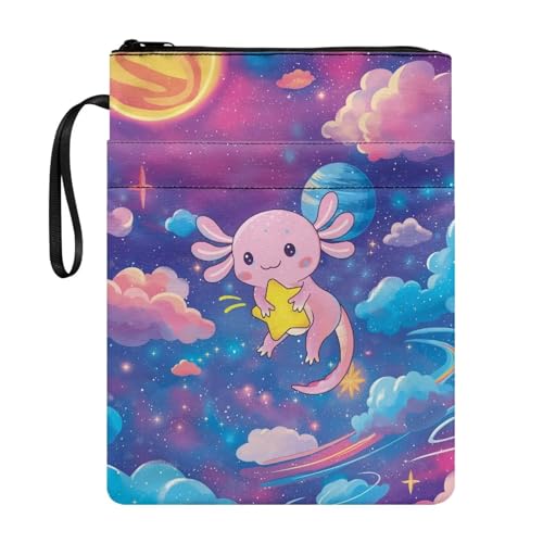 Coloranimal Rainbow Cloud Axolotl-Druck-Buchhülle mit Reißverschluss, Buchtasche für Hardcover, modische Tasche mit Reißverschluss-Vordertaschen, tragbar, niedlich, für Kinder und Erwachsene Coloranimal Rainbow Cloud Axolotl-Druck-Buchhülle mit Reißverschluss, Buchtasche für Hardcover, modische Tasche mit Reißverschluss-Vordertaschen, tragbar, niedlich, für Kinder und Erwachsene von Coloranimal
