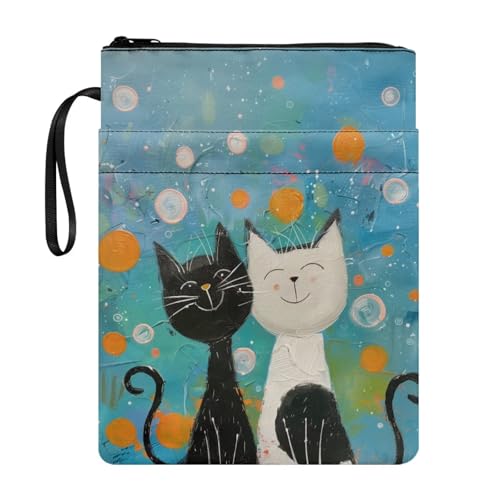 Coloranimal Schutzhülle für Bücher mit Ölgemälde-Katzen-Druck, Reißverschluss, Reisebuch-Schutztasche für Taschenbücher und Hardcover, waschbar, Tragetasche mit Fronttasche für Schule, Bibliothek Coloranimal Schutzhülle für Bücher mit Ölgemälde-Katzen-Druck, Reißverschluss, Reisebuch-Schutztasche für Taschenbücher und Hardcover, waschbar, Tragetasche mit Fronttasche für Schule, Bibliothek von Coloranimal