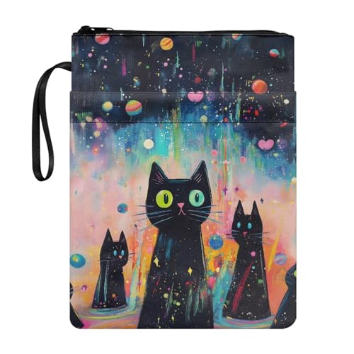 Coloranimal Schwarze Katzen-Cartoon-Buchhülle mit Reißverschluss, Buchtasche für Hardcover, Jungen, Mädchen, Erwachsene, modische Tasche mit Vordertaschen, leicht, tragbar, für Kinder und Erwachsene Coloranimal Schwarze Katzen-Cartoon-Buchhülle mit Reißverschluss, Buchtasche für Hardcover, Jungen, Mädchen, Erwachsene, modische Tasche mit Vordertaschen, leicht, tragbar, für Kinder und Erwachsene von Coloranimal