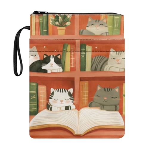 Coloranimal Weiße Katze, Galaxie-Druck, Buchhülle, Schutzhülle mit Reißverschluss, Büchertasche, Aufbewahrungstasche für Taschenbücher und Hardcover, modische Schultasche mit Vordertaschen Coloranimal Weiße Katze, Galaxie-Druck, Buchhülle, Schutzhülle mit Reißverschluss, Büchertasche, Aufbewahrungstasche für Taschenbücher und Hardcover, modische Schultasche mit Vordertaschen von Coloranimal