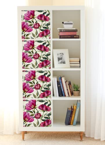 Coloray Möbel-Aufkleber Selbstklebend Kallax Regal Expedit Set 4x 33x33 cm - Pink Magnolia von Coloray