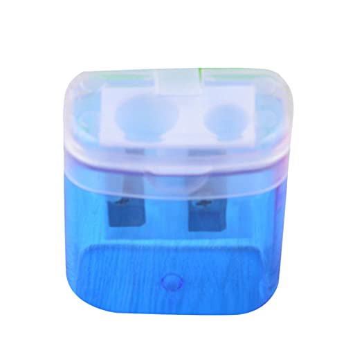 Colorful Bleistiftspitzer Doppel Loch Oval Bleistift Spitzer mit Deckel und Behälter Manueller Anspitzer Kinder Pencil Sharpener für Schule Büro (Blue) von Colorful Home Tool