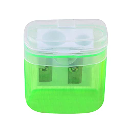 Colorful Bleistiftspitzer Doppel Loch Oval Bleistift Spitzer mit Deckel und Behälter Manueller Anspitzer Kinder Pencil Sharpener für Schule Büro (Green) von Colorful Home Tool