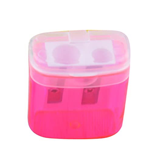 Colorful Bleistiftspitzer Doppel Loch Oval Bleistift Spitzer mit Deckel und Behälter Manueller Anspitzer Kinder Pencil Sharpener für Schule Büro (Pink) von Colorful Home Tool