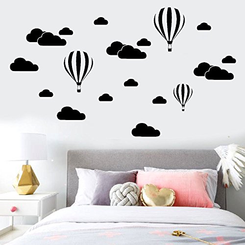 Colorful(TM) Wandaufkleber Wandtattoo Wandsticker,DIY Große Wolken Ballon Wandtattoos Kinderzimmer Dekoration (Schwarz) von Colorful