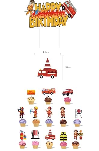 Colorich 27 Stück Feuerwehrmann Cupcake Toppers, Feuerwehr Geburtstag Kuchen Deko, Tortendeko Feuerwehr, Feuerwehr Deko Kindergeburtstag für Geburtstag Party Dekor Colorich 27 Stück Feuerwehrmann Cupcake Toppers, Feuerwehr Geburtstag Kuchen Deko, Tortendeko Feuerwehr, Feuerwehr Deko Kindergeburtstag für Geburtstag Party Dekor von Colorich ㅤ