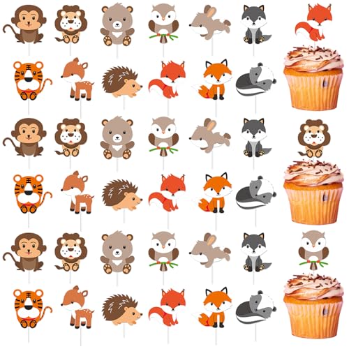 Colorich 36 Stück Tortendeko Tiere Muffin Deko, Cake Topper Geburtstag, Dschungel Deko Waldtiere Deko Cupcake Topper für Geburtstag Baby Shower Jungen Oder Mädchen Colorich 36 Stück Tortendeko Tiere Muffin Deko, Cake Topper Geburtstag, Dschungel Deko Waldtiere Deko Cupcake Topper für Geburtstag Baby Shower Jungen Oder Mädchen von Colorich ㅤ