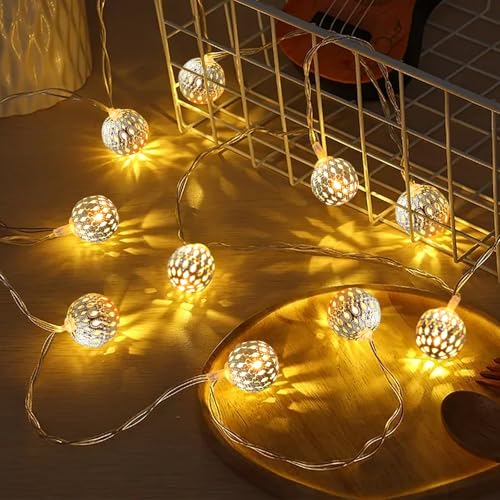 Colorich 3m 20 Led Marokkanische Lichterkette Innen, Lichterkette Batteriebetrieben Kugeln, Lichterkette Klein für Halloween Weihnachten Hochzeit Geburtstag Valentinstag Schlafzimmer Party Dekoration von Colorich ㅤ