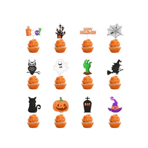 Colorich 48 Stück Halloween Cupcake Topper Colorich 48 Stück Halloween Cupcake Topper von Colorich ㅤ