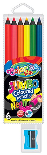 Colorino Runde Jumbo Buntstifte in Neonfarben und Spitzer (6er Set) von Colorino