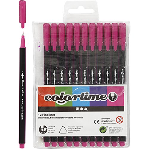 Colortime Fineliner Marker, Strichstärke: 0,6-0,7 mm, Alpenveilchen, 12 Stück von Colortime