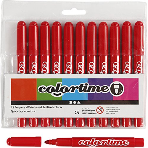 Colortime Marker, 5 mm Strich, rot, 12 Stück von Colortime