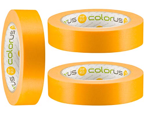 Colorus 3 x Profi Maler-Goldband 25 mm x 50 m Soft Tape Klebeband | Malerband-Klebeband für scharfe Kanten beim Streichen und lackieren | Für glatte und leicht strukturierte Untergründe Colorus 3 x Profi Maler-Goldband 25 mm x 50 m Soft Tape Klebeband | Malerband-Klebeband für scharfe Kanten beim Streichen und lackieren | Für glatte und leicht strukturierte Untergründe von Colorus