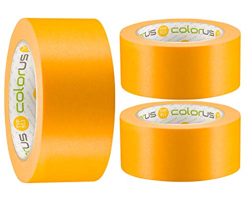 Colorus 3 x Profi Maler-Goldband Soft Tape | Maler Abklebeband 50 mm x 50 m UV beständig | Klebeband für gestochen scharfe Farbkante | Lackierband Lackier-Klebeband Lack-Abdeckband von Colorus
