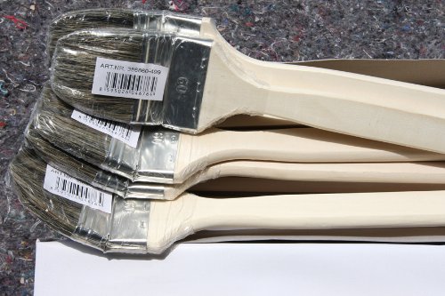48 x Heizkörperpinsel 60mm Pinsel Set mit grauen Chinaborsten | Malerpinsel Industriepinsel für lösemittelhaltige und wasserbasierte Anstrichmedien | Maler Eckenpinsel Naturborsten von Colorus