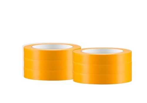 Colorus 6 x Mamba Goldband Fineline Washi Tape Maler Klebeband 19mm | Abklebeband Malerband Acrylat Soft Tape 50m| 30 Tage UV-beständiges Malerkrepp Klebeband für Innen und Außen von Colorus