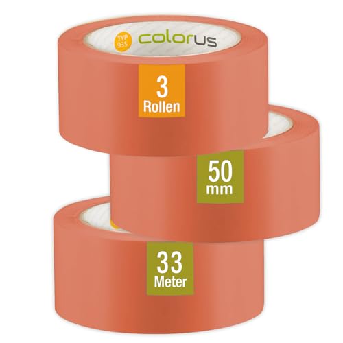 Colorus 3 x PVC Putzerband PLUS | Schutzband 50 mm 33 m orange glatt | PVC Abklebeband für glatte und leicht raue Untergründe | PVC Klebeband für Innen und Außen | Klebeband UV-beständig Colorus 3 x PVC Putzerband PLUS | Schutzband 50 mm 33 m orange glatt | PVC Abklebeband für glatte und leicht raue Untergründe | PVC Klebeband für Innen und Außen | Klebeband UV-beständig von Colorus