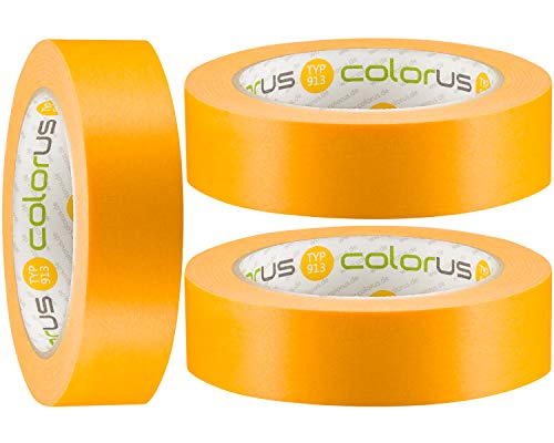 Colorus 3 x Profi Soft Tape 30 mm x 50m | Professionelles Abkleben, Abdecken | Abklebeband Innen, Außen | Fineline Goldband zum Lackieren | Klebeband für Wandfarbe | UV beständig von Colorus