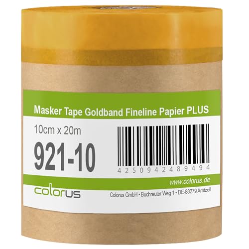 Colorus Goldband Abdeckpapier – 3 Rollen 10 cm x 20 m – Klebeband mit Papier | Malerband für Innen & Außen | Schmale Papierrolle für präzises Abkleben Colorus Goldband Abdeckpapier – 3 Rollen 10 cm x 20 m – Klebeband mit Papier | Malerband für Innen & Außen | Schmale Papierrolle für präzises Abkleben von Colorus