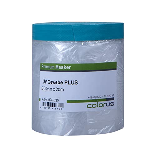 Colorus Masker Tape PLUS UV Gewebe – 3 Rollen 30 cm x 20 m – Abdeckfolie mit Gewebe-Klebeband | 21 Tage UV-beständig | Für raue Untergründe & Außenbereich von Colorus