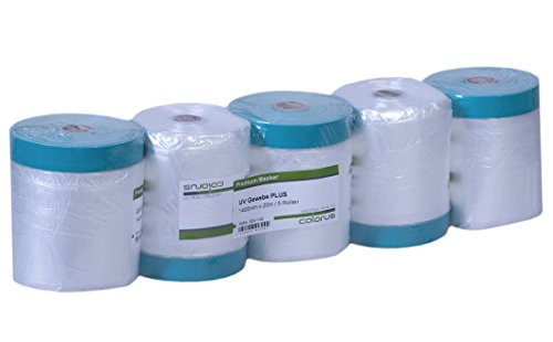 Colorus Masker Tape PLUS UV Gewebe – 5 Rollen 110 cm x 20 m – Abdeckfolie mit Gewebe-Klebeband | 21 Tage UV-beständig | Für raue Untergründe & Außenbereich von Colorus