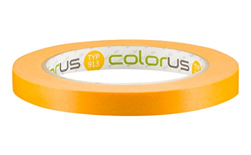 Colorus Profi Fineline Soft Goldband 12 mm x 50 m | Schmales Abdeckband für Lackierarbeiten | Maler Lackier Klebeband für exakte und scharfe Farbkanten | Konturenband Linierband Zierlinienband von Colorus