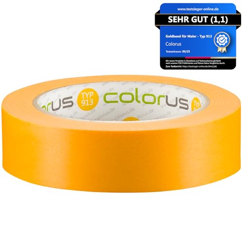 Colorus Profi Goldband Abklebeband 30 mm x 50 m | Dünnes Lackier-Klebeband für Innen, Außen, 90 Tage | Malerband Soft Tape für scharfe Farbkanten | Lack-Klebeband Lackier Abdeckband Washi Tape Colorus Profi Goldband Abklebeband 30 mm x 50 m | Dünnes Lackier-Klebeband für Innen, Außen, 90 Tage | Malerband Soft Tape für scharfe Farbkanten | Lack-Klebeband Lackier Abdeckband Washi Tape von Colorus