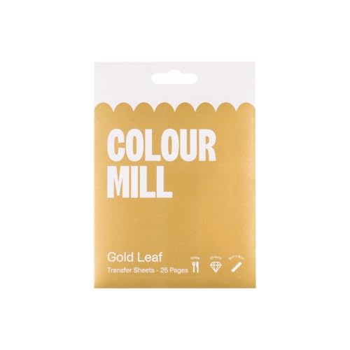 Colour Mill Colour Mill Edible Gold Leaf Transfer 23 Karat - Essbares Blattgold zum Backen, Dekorieren von Torten, Kuchen, Pralinen, Kekse & Desserts - 8 cm - 25 Blatt von Colour Mill