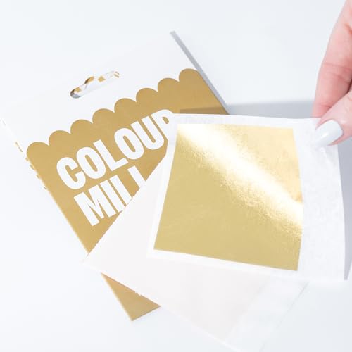 Colour Mill Colour Mill Edible Gold Leaf Transfer 23 Karat - Essbares Blattgold zum Backen, Dekorieren von Torten, Kuchen, Pralinen, Kekse & Desserts - 8 cm - 5 Blatt von Colour Mill