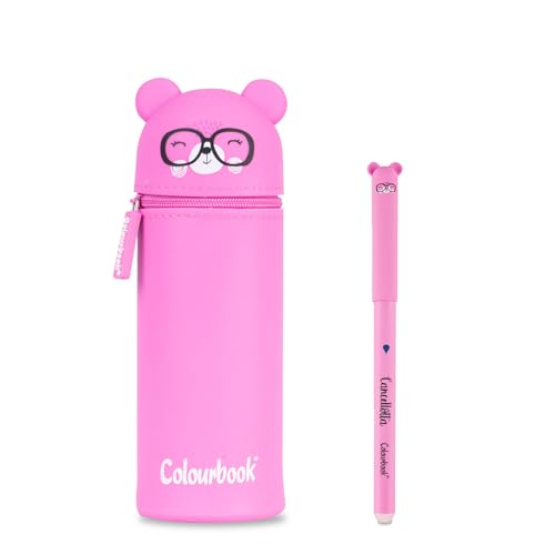 Colourbook Gommy Pets - 2 in 1 Federmäppchen, weiches Silikon, Tischstifthalter, Blauer Radierstift enthalten (Bär) von Colourbook
