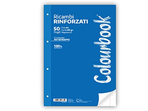 Colourbook - Verstärkte Ersatzteile für Ringbücher, transparentes Band, 50 Blatt, Papier 90 g, Format A4, hergestellt in Italien Colourbook - Verstärkte Ersatzteile für Ringbücher, transparentes Band, 50 Blatt, Papier 90 g, Format A4, hergestellt in Italien von Colourbook