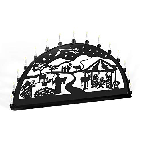 Außenschwibbogen Schwibbogen Lichterbogen Metall - Motiv: Geburt Jesus Christus - XL 1,2 Meter Breite Außen-Bereich schwarz * groß * von Colours-Manufaktur