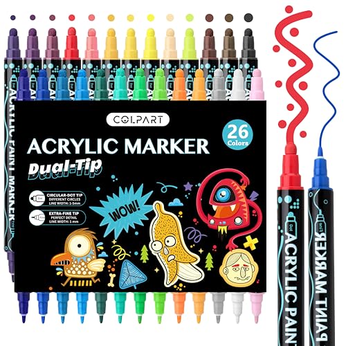 colpart Acrylstifte für Steine Wasserfest Dual Tip Acrylic marker Acryl Stifte 26 Farben-52 Spitzen kinder Ostereier zum Bemalen Holz Leinwand Kunststoff Metall Multimarker Bastelarbeiten colpart Acrylstifte für Steine Wasserfest Dual Tip Acrylic marker Acryl Stifte 26 Farben-52 Spitzen kinder Ostereier zum Bemalen Holz Leinwand Kunststoff Metall Multimarker Bastelarbeiten von colpart