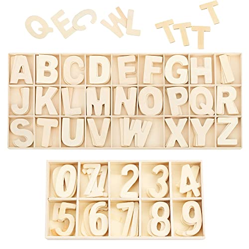 180 Stück Kinder Holz Zahlen Alphabet Nummer, Handwerk Holz Buchstaben, Holz Nummern, Glattes, Naturholz, Mit Ablagefach, für Kunsthandwerk DIY Hochzeit Display Dekor Wandkunst Dekor Kleinkind von Colrid