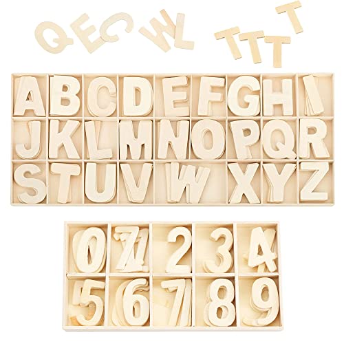 180 Stück Kinder Holz Zahlen Alphabet Nummer, Handwerk Holz Buchstaben, Holz Nummern, Glattes, Naturholz, Mit Ablagefach, für Kunsthandwerk DIY Hochzeit Display Dekor Wandkunst Dekor Kleinkind von Colrid